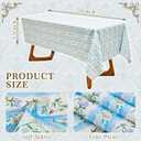 Frienda 55''x79'' Block Print Tablecloth Velvet Rectangle Indian Tablecloth Washable Floral Table Cloth Pastoral Farmhouse Table Cover for Kitchen Dining Picnic Thanksgiving Christmas(Blue Flower)
