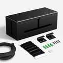 Large Cable Management Box-Stylish Wire Organizer, Wire Concealer and Wire Management Box-Wire Management Box with Protective Sleeve (Black)
