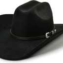 Cowboy Hat for Women and Men with Shapeable Wide Brim - Felt Cattleman Western Hats for Cowboys and Cowgirls (Medium-Large, Raven Black)