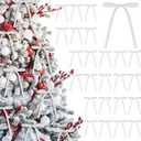 10ft Christmas Velvet Bow Garland Banner with 13 Pieces 5 x 7 Inches Craft Bows Vintage Ornaments for Xmas Tree Decoration Fireplace Staircase Wedding Party Decor (White)