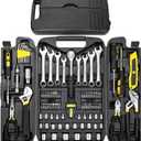 TLGREEN 95 Piece Tool Set, Tool Kit, Mechanics Tool Set, Portable Toolbox with Adjustable Wrench Pliers Socket Bits, with Plastic Toolbox Storage Case, for House Apartment Garage (Yellow)