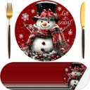 Lallisa 100 Pcs Christmas Snowman Disposable Paper Place Mats Red Let It Snow Winter 13'' Round Placemats Bulk Snowflakes Red Cardinals Seasonal Christmas Holiday Table Mats for Dining Decoration