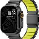 Luxury Titanium Silicone Dual-Layer Link Bands Compatible with Apple Watch Band Ultra 3/2/1 49mm 46mm 45mm 44mm 42mm, Men Women Magnetic Clasp Metal Bracelet for iWatch Series 11 10 9 8 7 6 5 4 SE (Black-Green, 49mm/46mm/45mm/44mm/42mm(Series 3))