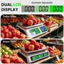 Price Computing Scale 88lb/40kg Commercial Food Scale with Change Function, Dual LCD Displays, Rechargeable Battery for Farmers Markets, Deli, Meat, Produce, Retail