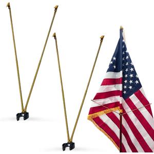 Flag Spreaders for Indoor Flag Pole Display 2 Pack, Gold Metal Flag Straightener Extender for Indoor Flag 19.5 inch Heavy Duty