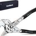 toolant 7-Inch Chrome Plated Pliers Wrench, CR-V Adjustable Wrench with Anti-Rust Coating, Smooth Parallel Jaws, Rubber Anti-Slip Grip and Storage Pouch for Home Repair, Plumbing, Nuts, Water Pipes