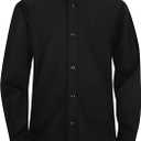 Boys Oxford Button Down Dress Shirt Long Sleeve Casual Collared Uniform
 (XXL, Black)