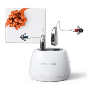 MiniRIC Rechargeable Hearing Aids for Seniors - Super Discreet Behind-The-Ear (BTE) with Receiver-in-Canal (RIC), Great Performance for Clear Sound with Background Cancellation (Silver)