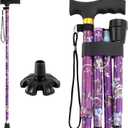 Walking Cane PANZHENG Cane for Man/Woman | Mobility & Daily Living Aids | 5-Level Height Adjustable Walking Stick | Comfortable Plastic T-Handle Portable Walking Stick Folding Cane