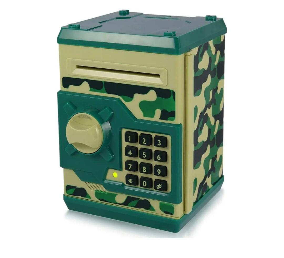 Kids Money Bank, Electronic Piggy Banks, Great Gift Toy for Kids Children, Auto Scroll Paper Money Saving Box Password Coin Bank,Perfect Toy Gifts for Boys Girls (Green Camo)