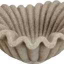 Small Decorative Bowl decor, Scalloped Pedestal Bowls for Modern Home Decor,Ruffle Decor,Stylish Key Bowl for Entry Table,Decorative Fruit Bowl for Kitchen Counter,Artificial Stone Beige (6inch)