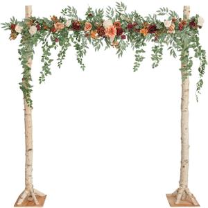 Ling's Moment 6.5FT Backdrop Flower Garland Decorations, Fall Artificial Wedding Arch Flowers, Orange Ceremony Reception Hanging Eucalyptus Rose Arbor Arrangement Outdoor Party Floral Swag