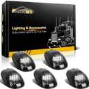 Partsam 5pcs 12LEDs Smoke/White Cab Roof Top Marker Running Lights 264146BK Replacement for Dodge Ram 2003-2018 (Smoked Lens/White Lights)