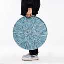 PEMAR 22" Round Mother of Pearl Extra Large Ottoman Tray with Raised Edge, Oversized Decorative Luxury Wooden Serving Tray for Food, Coffee Table, Breakfast in Bed (Blue Sunlight)