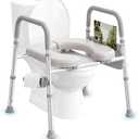 Raised Toilet Seat with Handles, FSA HSA Eligible Toilet Seat Riser for Seniors, Adjustable Height & Width, 400lb Elevated Handicap Toilet Seat, Fit Any Toilet, Grey