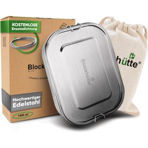 Blockhtte Stainless Steel Lunch Box for Adults I 47oz I Bento Box 3 Compartments with free Sealing, Leak-Proof Container, Metal Lunchbox for Travel, Work, Eco-Friendly Meal Storage Solution (Silver)