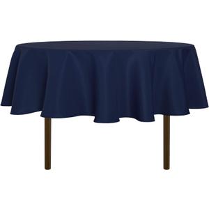 sancua Round Tablecloth - 80 Inch - Water Resistant Spill Proof Washable Polyester Table Cloth Decorative Fabric Table Cover for Dining Tables, Buffet Parties and Camping, Navy