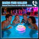 Floating Pool Speaker with Colorful Lights, IP68 Waterproof, Wireless Bluetooth, Built-in Mic, Surround Sound, for Outdoor Use and Hot Tubs (White)