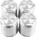 RTrhinoTuning 4PCS 4.25" Push Through Center Caps Aluminum Hub Caps for 4.25in Truck Trailer Wheel Rim Bore, 4.69" Tall Silver with Stickers