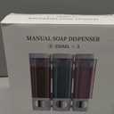 Shower Soap Dispenser 3 Chamber No Drill, Wall Mounted Shampoo and Conditioner Dispenser for Shower, Wall Mount Shampoo Dispenser Set for Bathroom Hotel Kitchen RV, Black.