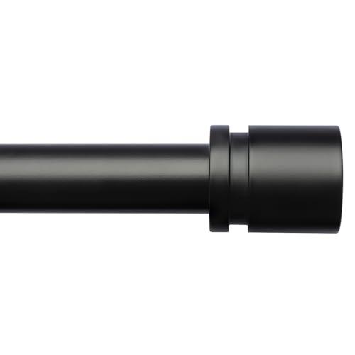 Byondeth Curtain Rods for Windows 16 to 144 Inches Adjustable Length 1 Inch Diameter Window Curtain Rod with Aluminium Finials, Black