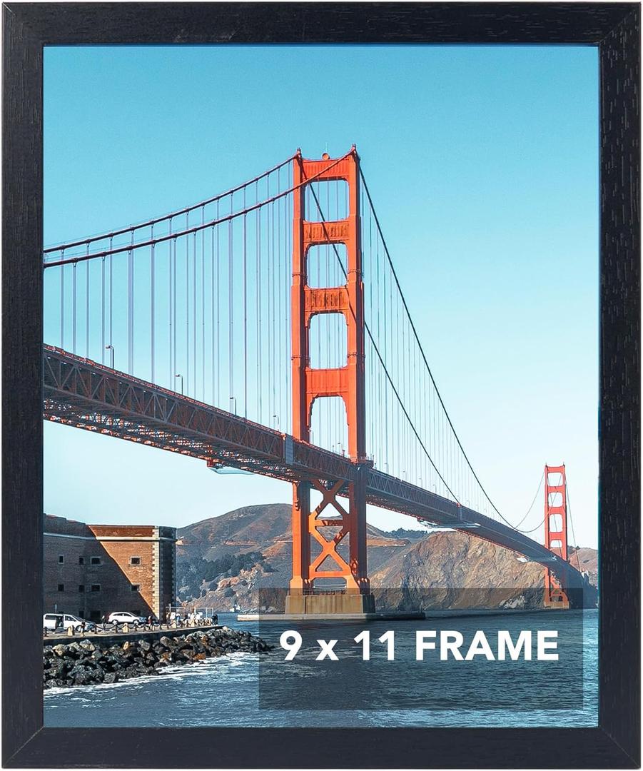 OMISHE 9x11 Picture Frame Black for Wall Hanging or Tabletop, 9 x 11 Frame Wall Mounting Horizontally or Vertically, 9 by 11 Wall Gallery Photo Frame, Black, 2 Pack