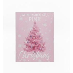I'm dreaming of a Pink Christmas Canvas Wall Art Decor - Retro Winter Holiday Xmas Artwork Canvas Frame Hanging Prints, 11"x14"