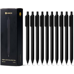 Kaco 10 Pieces Ballpoint Pens PURE, Black Ink, 1.0 mm Medium Point, 10 Count Pack Pens Retractable Journaling Office Supplies