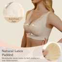 ONLYSTORY Wireless Bras for Women V Lace Bralettes Comfort Hide Back Fat Smoothing No Underwire Everyday Bras (Beige, XXL)