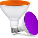 Orange Purple Halloween Light Bulb, 15W(150W Equivalent) LED PAR38 Flood Lights OutdoorE26 Base Colored LED Bulbs For Halloween, Christmas Decorations, Party Holiday Lighting, No-Dimmable, 2 Pack