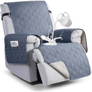 VANSOFY 100% Waterproof Recliner Chair Covers, Recliner Cover Non-Slip Dog Chair Cover Furniture Protector Washable Slipcover with Pocket, Elastic Straps for Pets, Dogs (Slate Gray, 20")