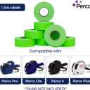 Perco 1 Line Fluorescent Green Labels - 80 Rolls, 10 Sleeves, 80,000 Blank Price and Date Gun Labels for Perco 1 Line Price and Date Guns - Made in USA