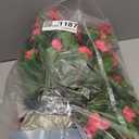 Artificial Flowers for Outdoors, 2 Set Fake Potted Flowers 12 Bundles UV Resistant Realistic Silk Faux Impatiens with Pot for Outside Balcony Garden Window Box, Rose