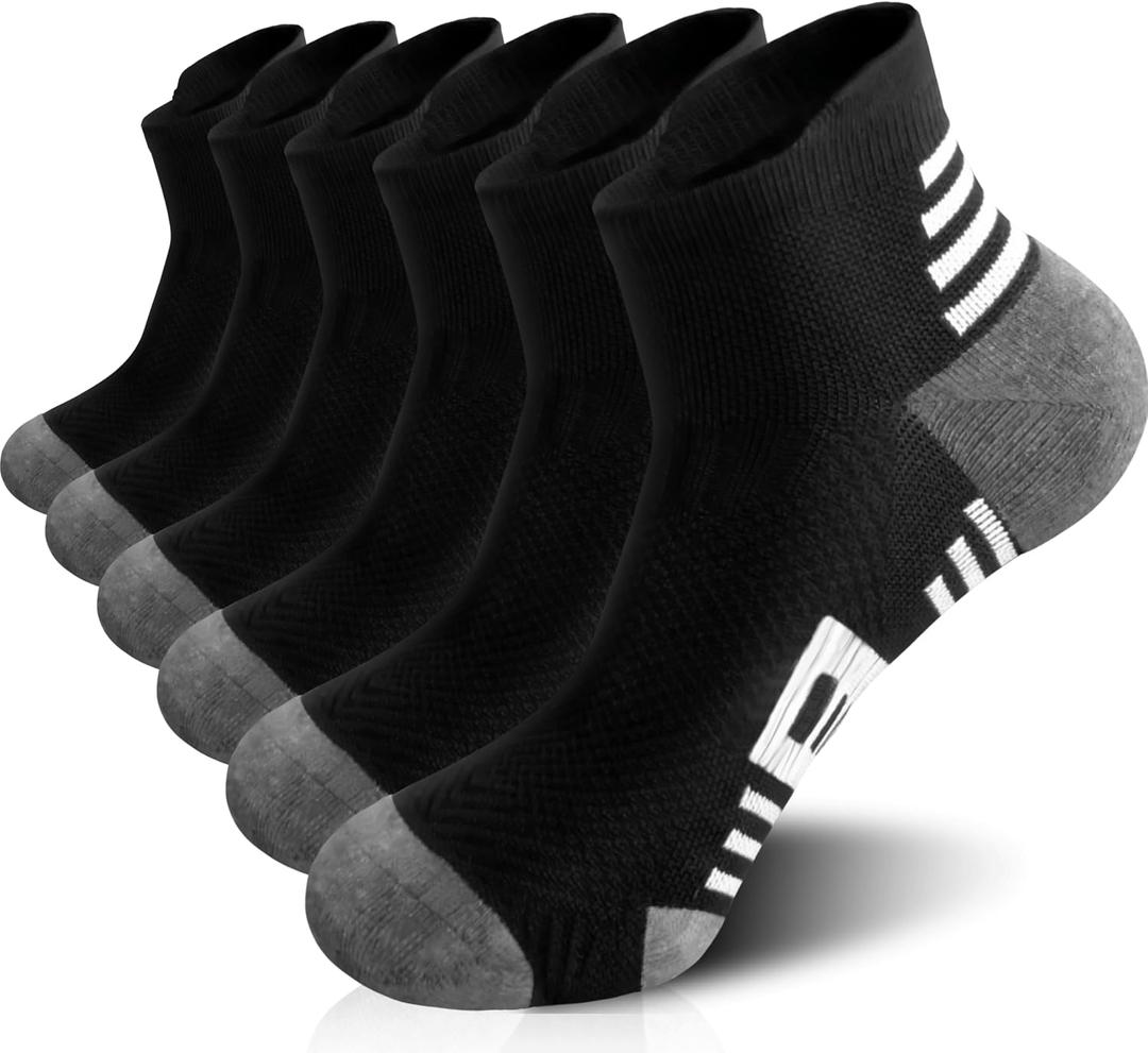 6 Pairs Mens Ankle Socks,Comfort Wicking Breathable Cushioned Running|Casual Socks For Men With Arch Support&Heel Tab | size 6-11