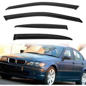 Rain Guards Compatible with 1999-2005 BMW E46 3-Series 4-Door Sedan 320 323 325 328 330 i xi Tape-On Side Window Visor Wind Deflector Vent Visors Car Accessories
