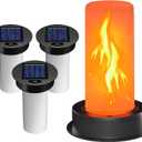 4 Pack Replacement Solar Light Tops with Flickering Flame, Waterproof Outdoor Solar Light Parts for Hot Air Balloon Lanterns (Fits 2.87 to 3.35 Inch Openings), Replacement Kit for Garden Patio Decor