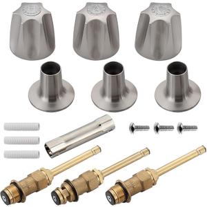 39619 Bathtub Shower Handle Remodel/Rebuild Trim Kit, Shower Knob 3 Piece for Price Pfister Verve Faucets, Includes 12H-2H, 12H-2C, 12H-18D Stems and Tubs knob Handle and Flange Base (Brushed Nickel)