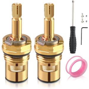 2 Sets Faucet Valves Faucet Cartridge with American Standard 994053-0070a or 994053-0070a/H Bathroom Kitchen Bathtub Faucet Stem Replacement, Brass, 4z-24h Hot and Cold Replacement Stem
