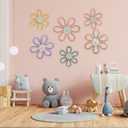 JAVEOLA 6Pcs 3 Sizes A Set Bohemian Wall Decor, Woven Flower Wall Hanging, Bedroom Nordic Cute Daisy Shaped Pendants for Girls Kids Baby Nursery Rooms, Modern Home Hanging, Boho Wall Pediments.