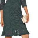 Atnlewhi Womens 3/4 Sleeve Slim Fit Lace Cocktail Dresses Party Wedding Guest V Neck Formal Evening Bodycon Dress (Green, M)