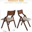 Ball & Cast Upholstered Folding Chairs Set of 2,with Padded Seat,Wooden Portable Dining Chairs W/Ergonomically Designed Back and Cushion,Easy Carry,No Need to Install,for Kitchen,Office,Walnut, 21.5 x 19.0 x 34.0 inches