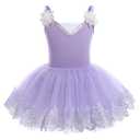 IBTOM CASTLE Toddler Girls Ballet Leotards Sequin Flower Camisole Ballet Dance Dress Tulle Tutu Skirt Leotard Ballerina Dancewear Purple - Size 120 