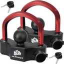 METOWARE Universal Trailer Coupler Ball Lock, Adjustable Heavy-Duty Trailer Hitch Locks Fit 1-7/8 Inch, 2 Inch, 2-5/16 Inch Couplers with 4 Keys Alike (2 Pack Red)