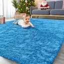 OLANLY 5x7 Machine Washable Large Area Rugs for Living Room, Bedroom, Soft Fluffy Shaggy Bedside Rug, Indoor Floor Carpet for Kids Girls and Boys, Dorms, Nursery, Home Decor Aesthetic, Bright Blue