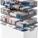 Funest 4- Tier Medicine Storage Box Organizer Portable First Aid kit Box Empty with Handle, Multipurpose Medical Supply Organizer with Removable Tray, White