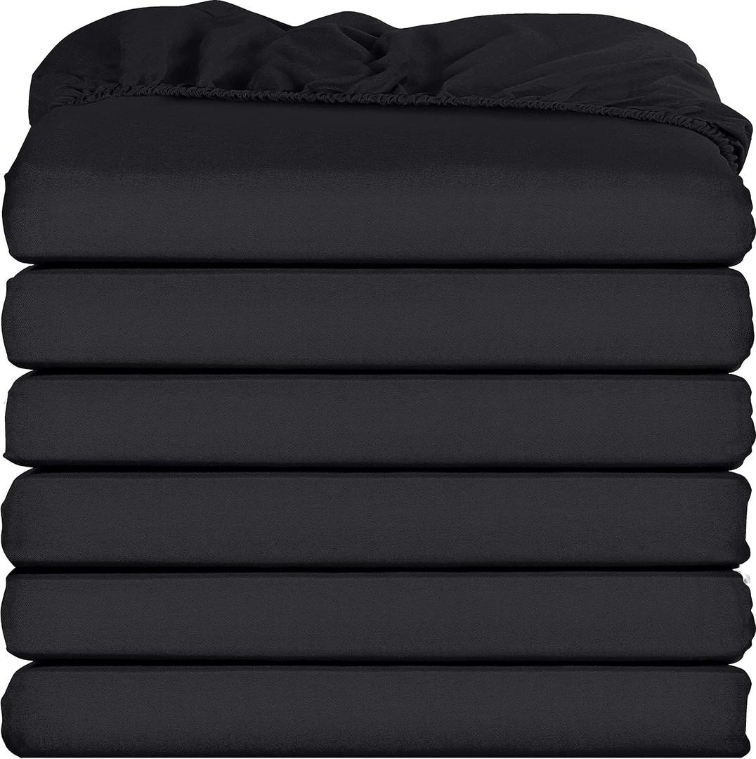 Utopia Bedding Twin Fitted Sheets - Bulk Pack of 6 Bottom Sheets - Soft Brushed Microfiber - Deep Pockets - Shrinkage & Fade Resistant - Easy Care (Black)