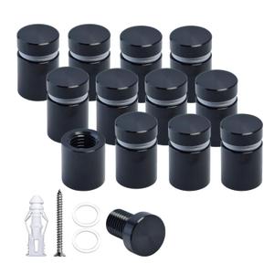 1/2 x 1/2 Inch 12PCS Aluminum Solid Sign Standoff Screws for Acrylic Advertising Screw wall Fixing standoffs mounts Glass Display Signs (Black Anodized)