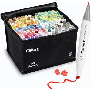 Caliart Markers, 168 Colors Dual Tip Art Markers Sketch Pens Permanent Alcohol Based, with Case for Adults Artists Drawing Illustration Sketching Coloring