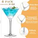 Qipecedm Martini Glasses Set of 4, 9 oz Crystal Cocktail Glasses, Hand Blown Crystal Martini Glasses for Espresso Martini, Cosmopolitan, Gimlet, Home Bar, Party, Martini Glassware Gift Set (Stem)