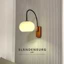 Modern Decoration Wall Sconce Mid Century with White Milk Glass Vintage Industrial Wood Wall Light Hardwired Smoke Grey Amber Farmhouse Reading Wall Lamp for Bedroom Living Room Bedside
